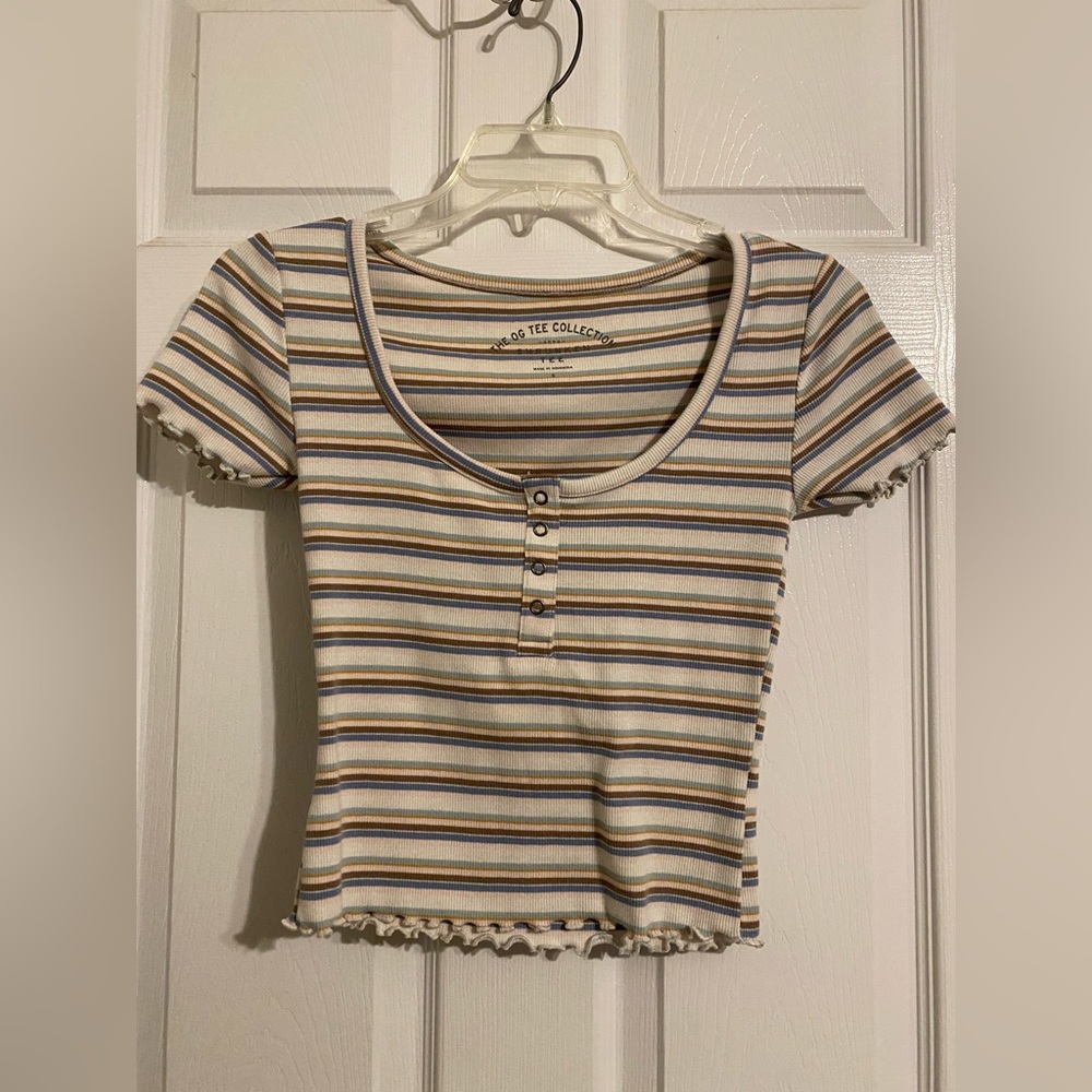 Multicolored Stripes Cute Tee